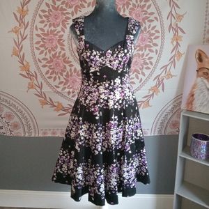 White House Black Market Purple And Black Floral Dress Size 0